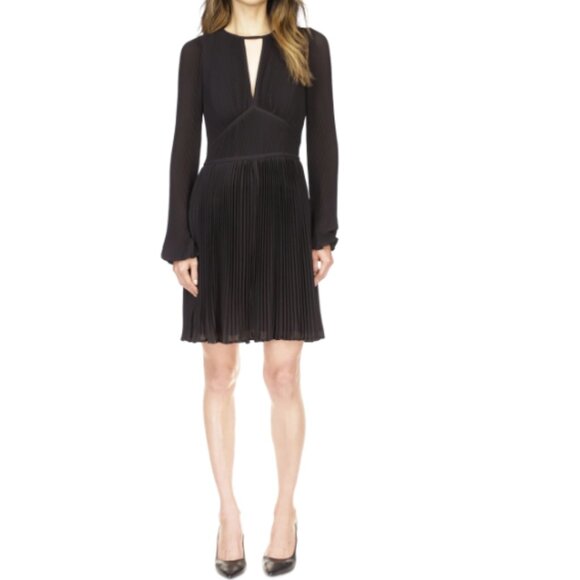 MICHAEL Michael Kors Dresses & Skirts - Michael Kors Pleated Mini Dress Black PM Long Sleeves Flowy Wedding Guest NWT